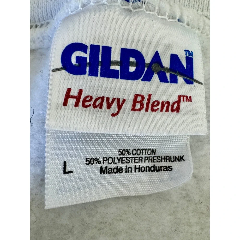 Gildan Heavy Blend White F Graphic Logo Crewneck Sweatshirt Collab Sleeve Mens L - Picture 4 of 12